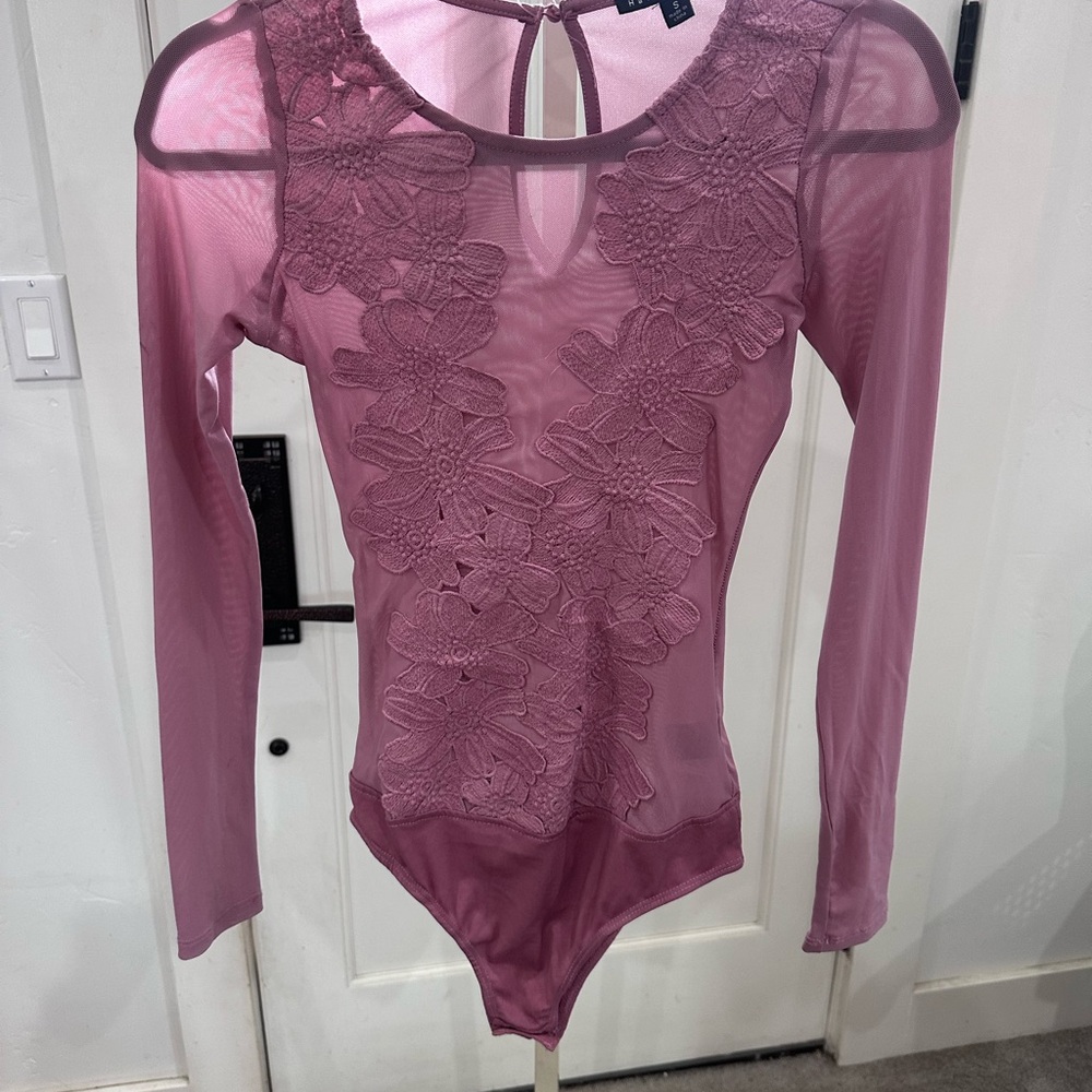 Haute Monde Mauve Floral Lace Bodysuit